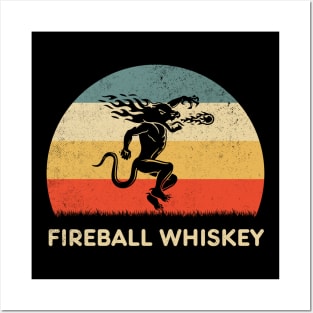 Fireball Whiskey Retro Sunset Posters and Art